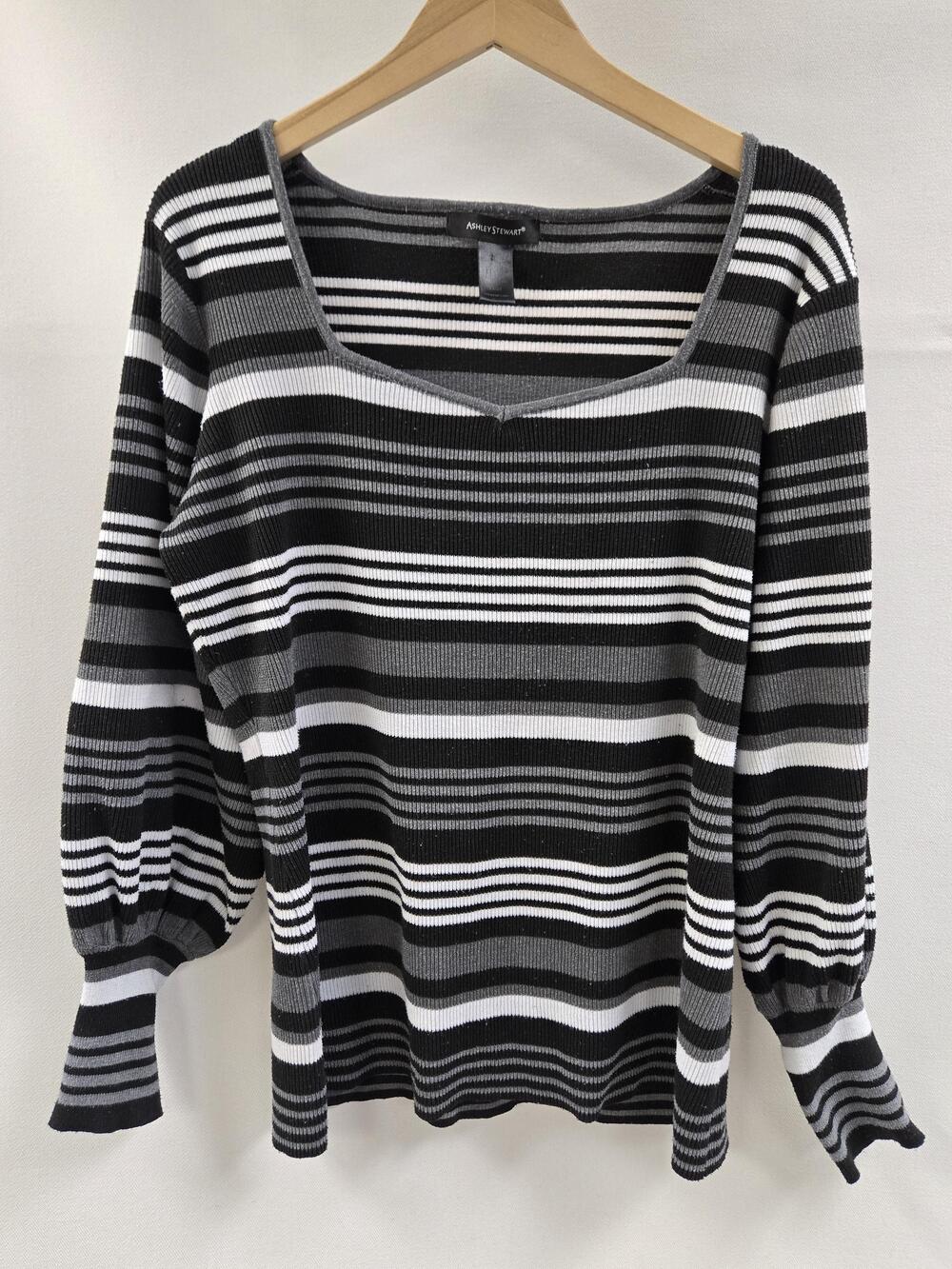 Ashley Stewart Sweater Womens 2XL 22/24 Striped Pullover Knit Top Plus Size